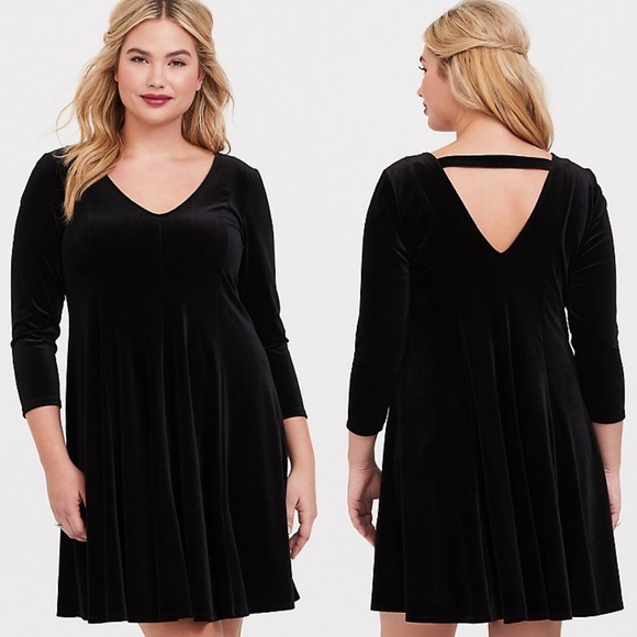 torrid Dresses & Skirts - Torrid Black Velvet Fluted Mini Dress 3
